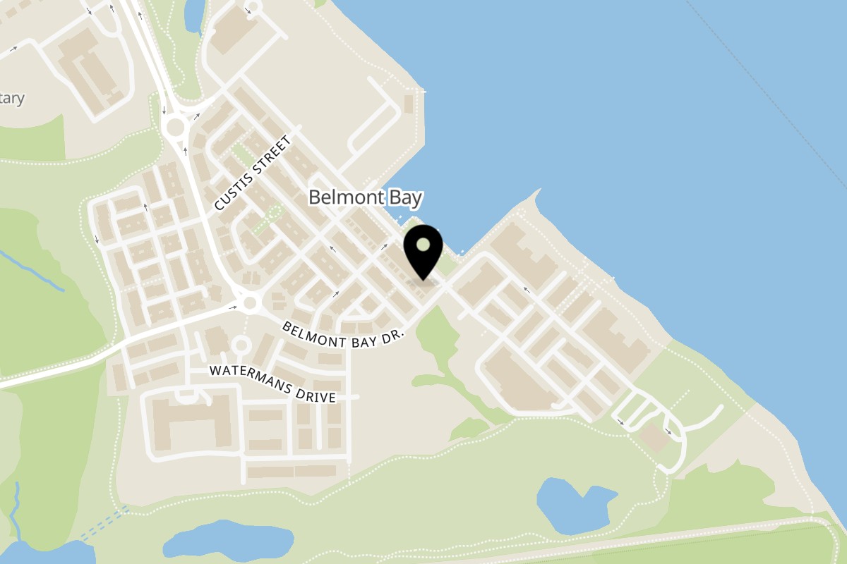 Map showing the location of The Spot at Belmont Bay on 551 Harbor Side St in Woodbridge